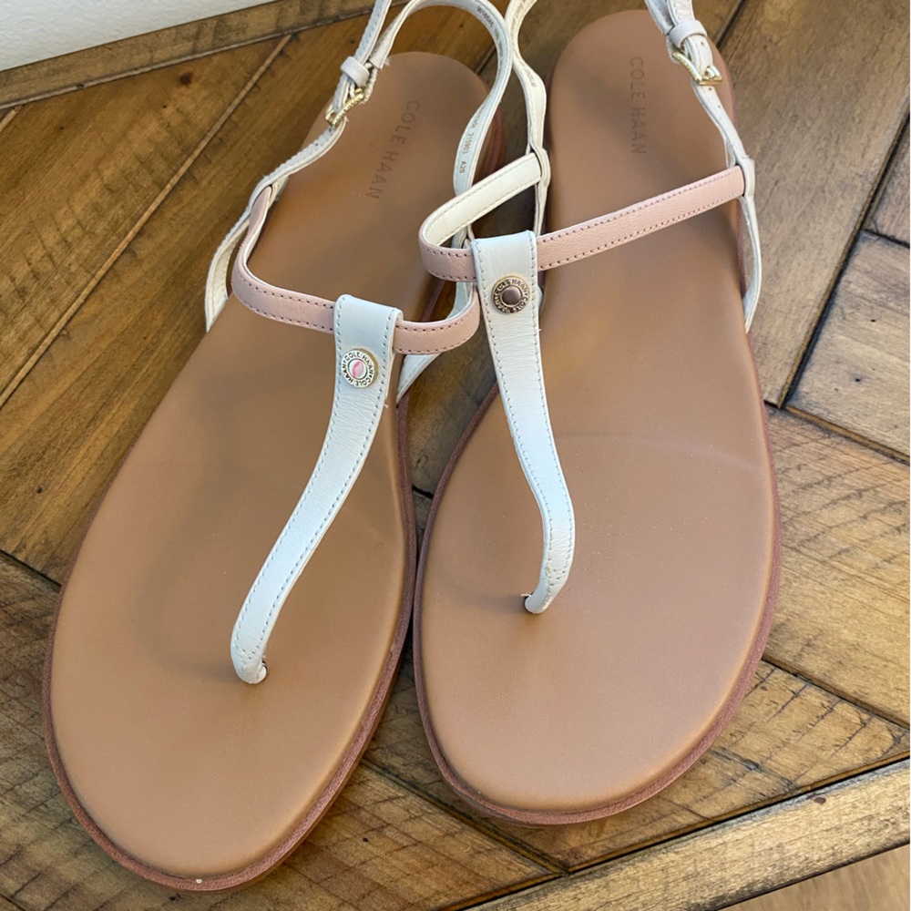 Pink and white Cole Haan sandals, size 10B